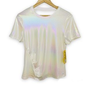 Eleven by Venus Williams Womens Star Light Tennis Top Iridescent Shirt Large $64